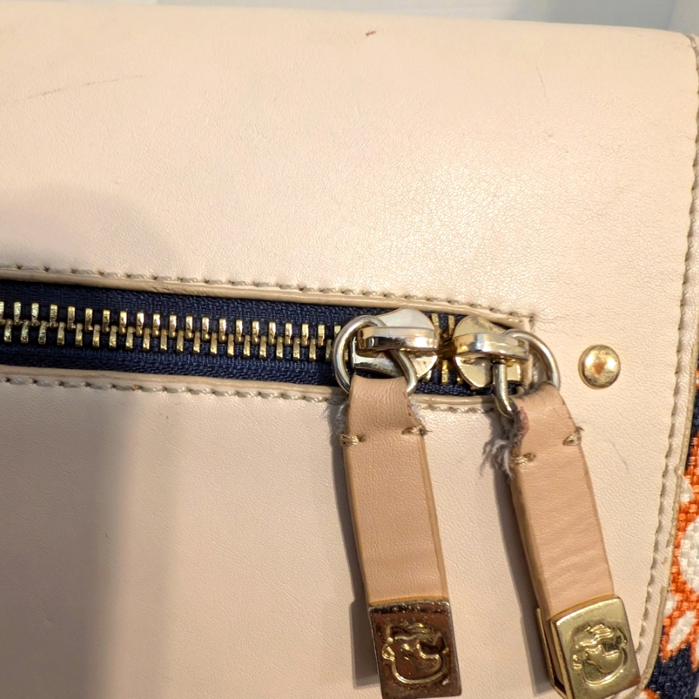Spartina 449 Dauguskie Island Leather And Linen Floral Turquoise Crossbody‎ Bag - Picture 13 of 14